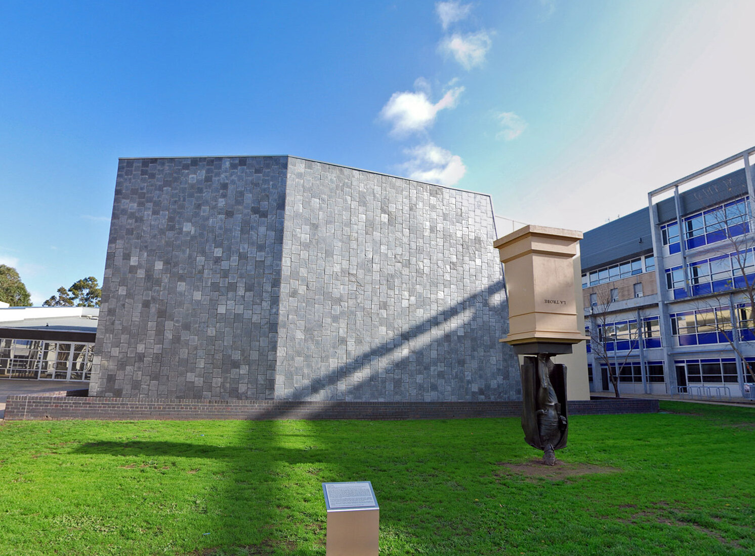 The upside down Charles La Trobe Statue — Bundoora