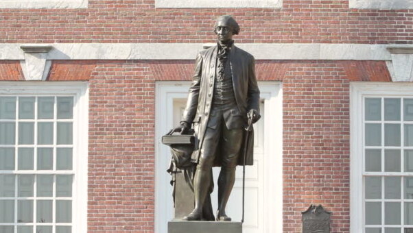George Washington Statue vor der Unabhängigkeitshalle — Newark