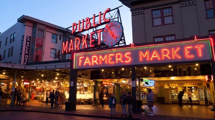 Pike Place Market - one of the oldest public farmers' markets in the USA.  — Seattle