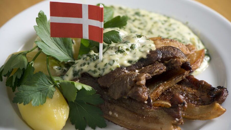 denmark: Crispy pork with parsley sauce
