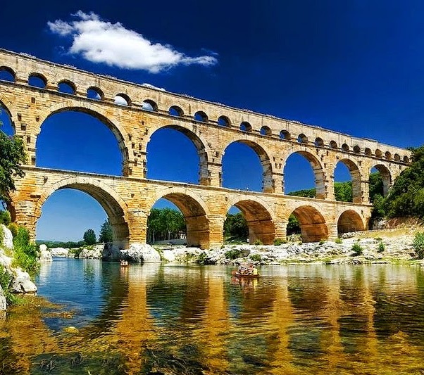 The Pont du Gard is an ancient Roman aqueduct bridge — Vers-Pont-du-Gard